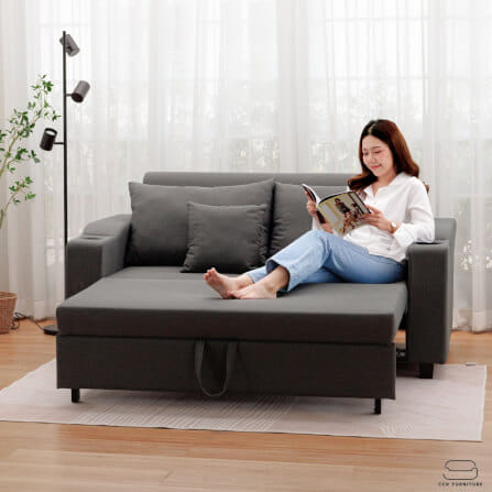 โซฟาเบด CCR FURNITURE รุ่น PHILLY (ฟิลลี่) ขนาด 174 cm. ผ้า สีเทาเข้ม (A1-33) พร้อมที่วางแก้ว_10